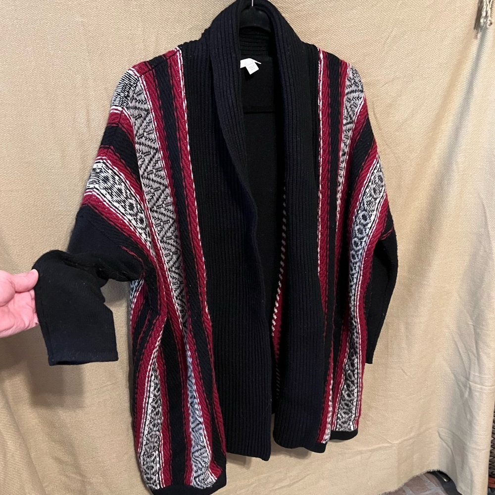 S J Jill Boho Fair Isle Tribal Aztec Open Front Cardigan - Picture 1 of 9